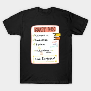 Road to Civil Engineer Checklist! T-Shirt